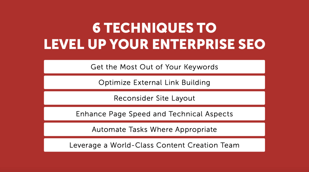 A list of techniques to level up your enterprise SEO.