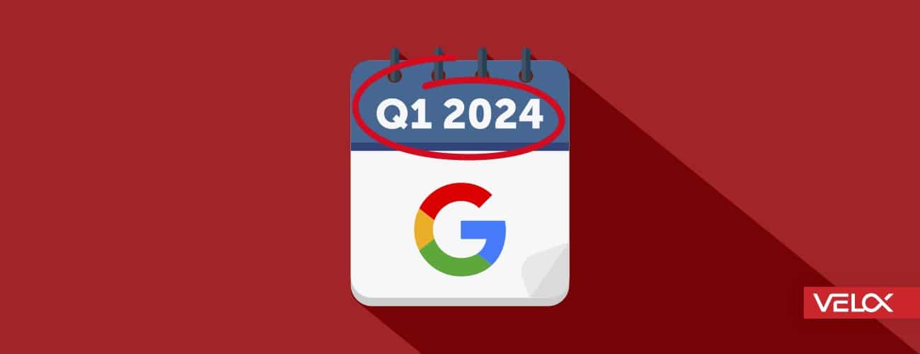 Image of a calendar icon with the label "Q1 2024" circled in red with the Google logo below.