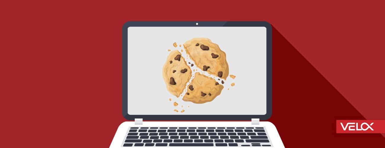 Image depicting a broken cookie on a laptop screen to illustrate the removal of third-party cookies in Google Chrome.